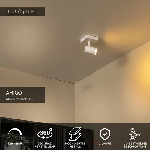 Lucide AMIGO - Deckenstrahler - 1xGU10 - Weiß - USP